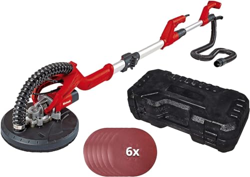 Einhell Trockenbauschleifer TC-DW 225 (600W, 1500 1/min max. Drehz., 225mm Schleifsch., Teleskopstiel, Schleifteller m. Klett, inkl. 6x Klett-Schleifscheiben)