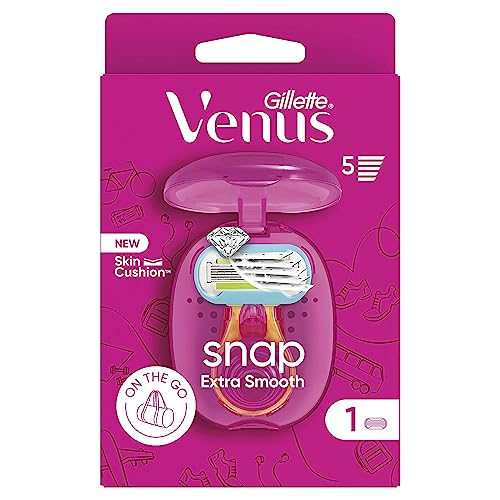 Venus Gillette Extra Smooth Snap Rasierer, 1 Kleiner Griff, 1 Nachfüllklinge, 5 Klingen, sehr gründliche Rasur