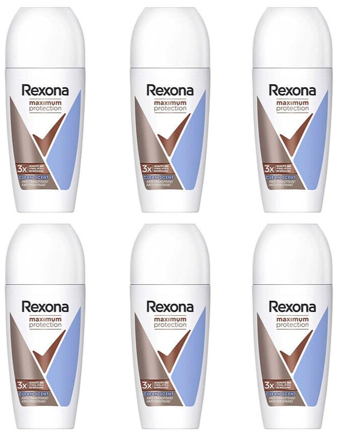 6x Rexona Maximum Protection Clean Scent Deo Roll-On Anti Transpirant 48h schutz (6er Pack)