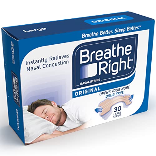 Breathe Right Nasenstreifen Original Large 30s | Lindert sofort verstopfte Nase | Hilft Schnarchen zu reduzieren | Medikamentenfrei