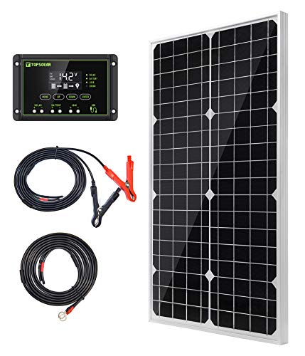 TP-solar 30W 12V Monokristallines Solarmodul Solarpanel Solarzelle Kit mit 10A Solarladegerät Laderegler Photovoltaikanlagen Solarbetriebene für Caravan Camper Boot, Hoher Wirkungsgrad
