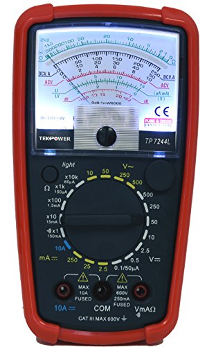 Tekpower TP7244L Analog-Multimeter mit 7 Funktionen, 20 Bereiche, mit Hintergrundbeleuchtung und starkem Schutzholster von Tekpower