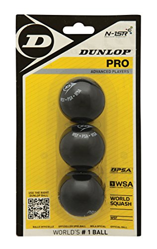 Dunlop Squashbälle Pro doppelgelb, 3 Stück im Blister, Offizieller Turnier-Squashball