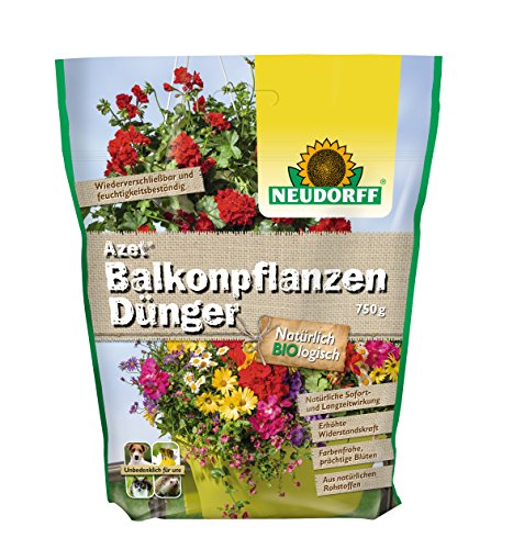 Neudorff Azet BalkonpflanzenDünger – Bio Dünger mit 100 Tagen Langzeitwirkung sorgt für farbenfrohe Blüten aller Topf-, Kübel- und Balkonpflanzen, 750 g