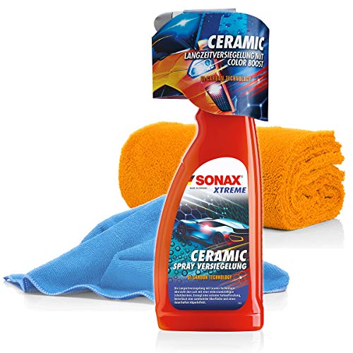 detailmate SONAX XTREME Ceramic Spray-Versiegelung Set Coating Keramik Versiegelung für autos mit 2x Mikrofasertuch, für Schutz und Glanz
