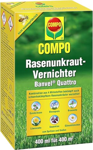 COMPO Rasenunkrautvernichter Banvel Quattro - Unkrautvernichter für den Rasen - 400 ml