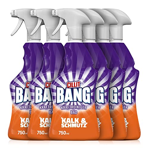 CILLIT BANG Kraftreiniger Bad Kalk und Schmutz – Spray für strahlend saubere Oberflächen – 6 x 750 ml