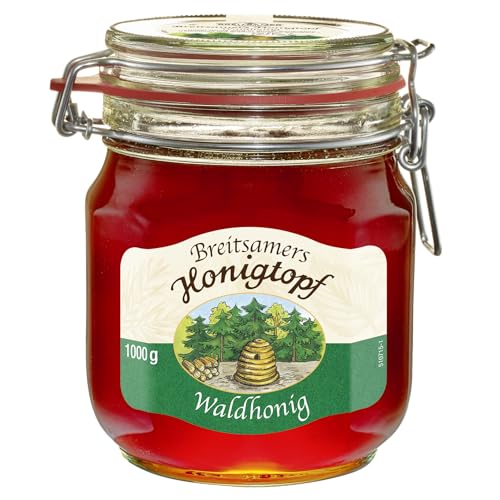 Breitsamer Honig Honigtopf Wald 1.000g flüssig - Kräftig, herb-würziger Waldhonig im traditionellen Bügelglas von bewährter Imkerqualität (1 x 1kg)