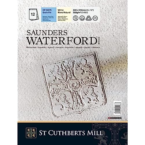 SAUNDERS WATERFORD SERIES St Cuthberts Mill Saunders Waterford Aquarellpapier T46530001011C: 300 g/m², Feinkorn, Aquarellblock 23 x 31 cm, einseitiggeleimt, 12 Blatt, Naturweiß